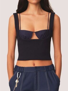 Tae Park Exposed Bra Knit Top Midnight